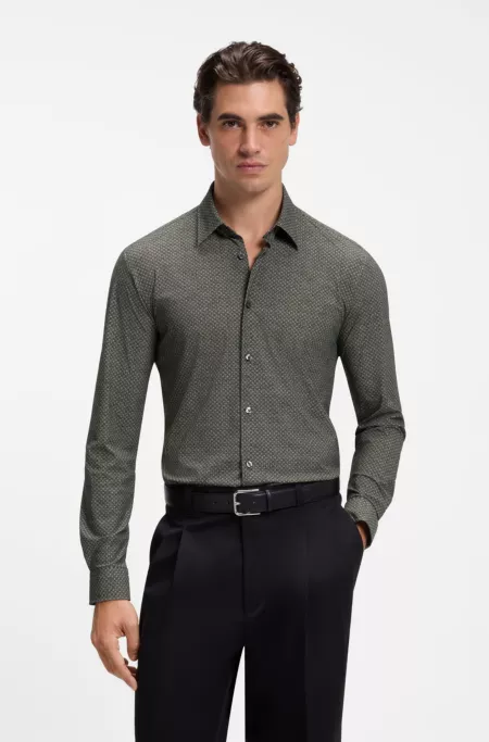 Slim-fit performance shirt in stretch jersey