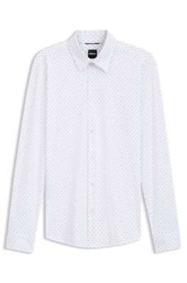 Slim-fit performance shirt in stretch jersey, Patterned