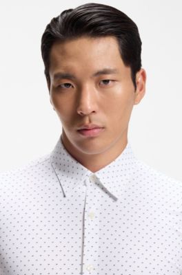 Slim-fit performance shirt in stretch jersey, Patterned
