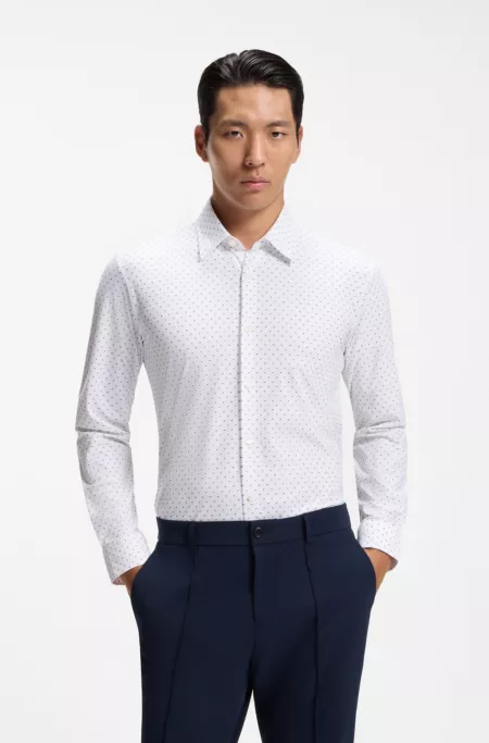 Slim-fit performance shirt in stretch jersey