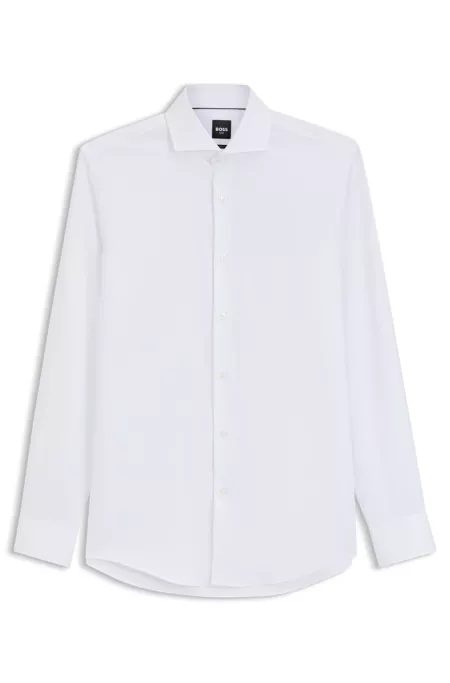 Slim-fit shirt crafted from a wrinkle-resistant cotton blend