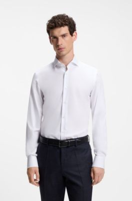 Camisa slim fit de algod&oacute;n resistente a las arrugas, Blanco
