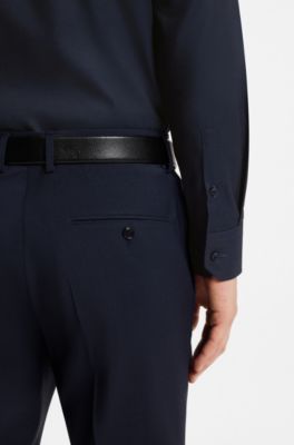 Camisa slim fit de algod&oacute;n resistente a las arrugas, Azul oscuro