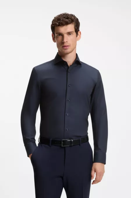 Slim-fit shirt crafted from a wrinkle-resistant cotton blend