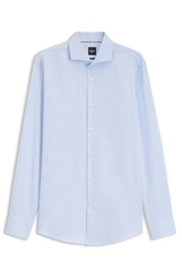 Camisa slim fit de algod&oacute;n resistente a las arrugas, Celeste
