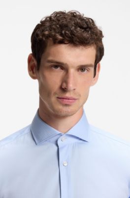 Camisa slim fit de algod&oacute;n resistente a las arrugas, Celeste