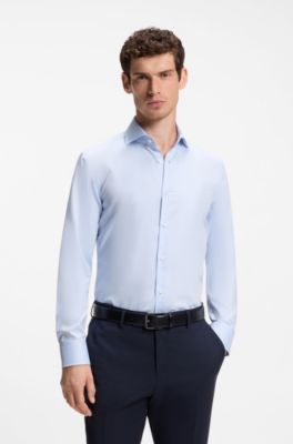 Camisa slim fit de algod&oacute;n resistente a las arrugas, Celeste