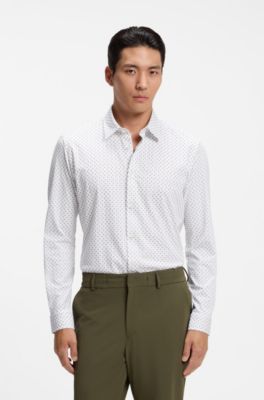 Chemise Slim imprim&eacute;e, Kaki