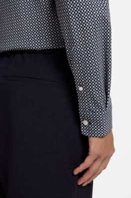 Chemise Slim imprim&eacute;e, Bleu fonc&eacute;