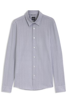 Slim-Fit Printed Shirt, Light Blue