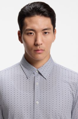 Slim-Fit Printed Shirt, Light Blue