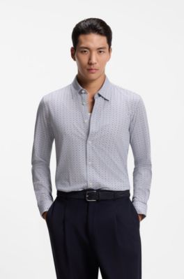 Chemise Slim imprim&eacute;e, bleu clair
