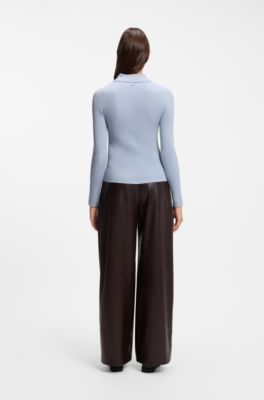 Fitted polo sweater in pure virgin wool, Purple
