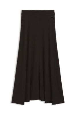 Maxi skirt in ribbed virgin wool, Brown