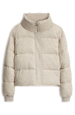 Padded bomber jacket in virgin wool with cashmere
