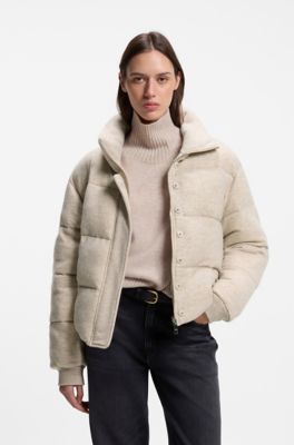 Cazadora bomber acolchada en lana virgen con cashmere, Beige