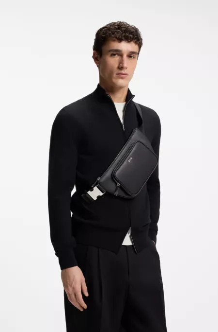 Slimline belt bag with logo lettering