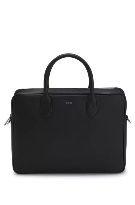 Grained document case with logo lettering