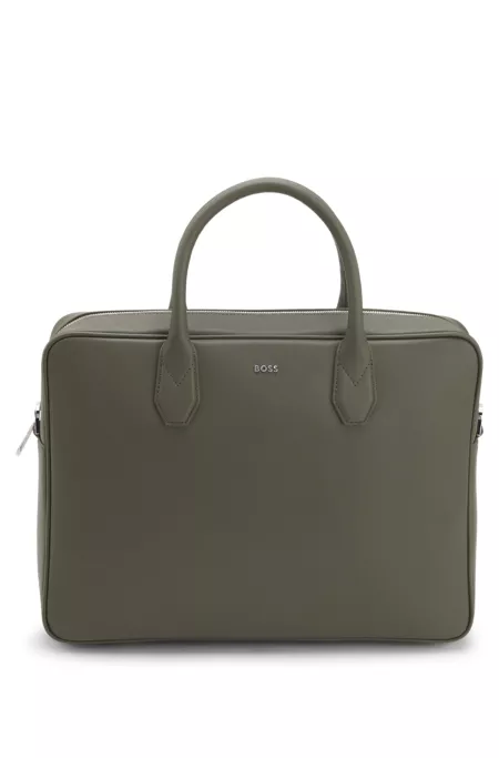 Grained document case with logo lettering