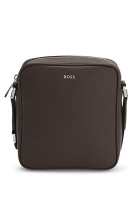 Reporter bag with silver-tone logo lettering, Dark Brown