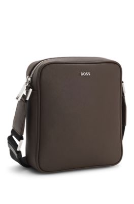 Reporter bag with silver-tone logo lettering, Dark Brown