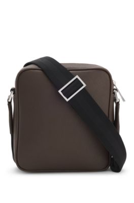 Reporter bag with silver-tone logo lettering, Dark Brown