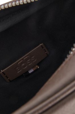 Reporter bag with silver-tone logo lettering, Dark Brown