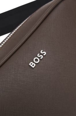 Reporter bag with silver-tone logo lettering, Dark Brown