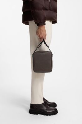 Reporter bag with silver-tone logo lettering, Dark Brown