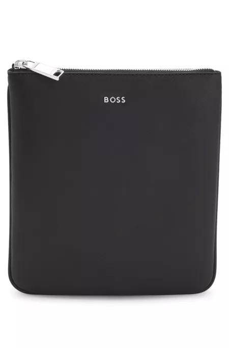 Structured envelope bag with silver-tone logo lettering