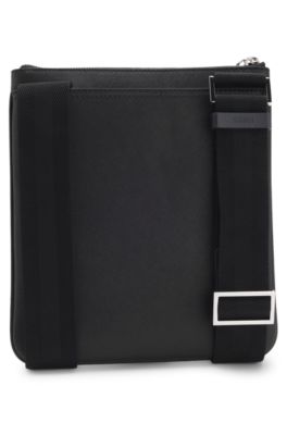 Structured envelope bag with silver-tone logo lettering, Black