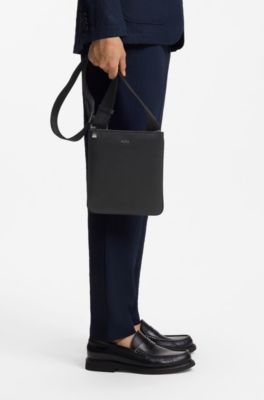 Structured envelope bag with silver-tone logo lettering, Black