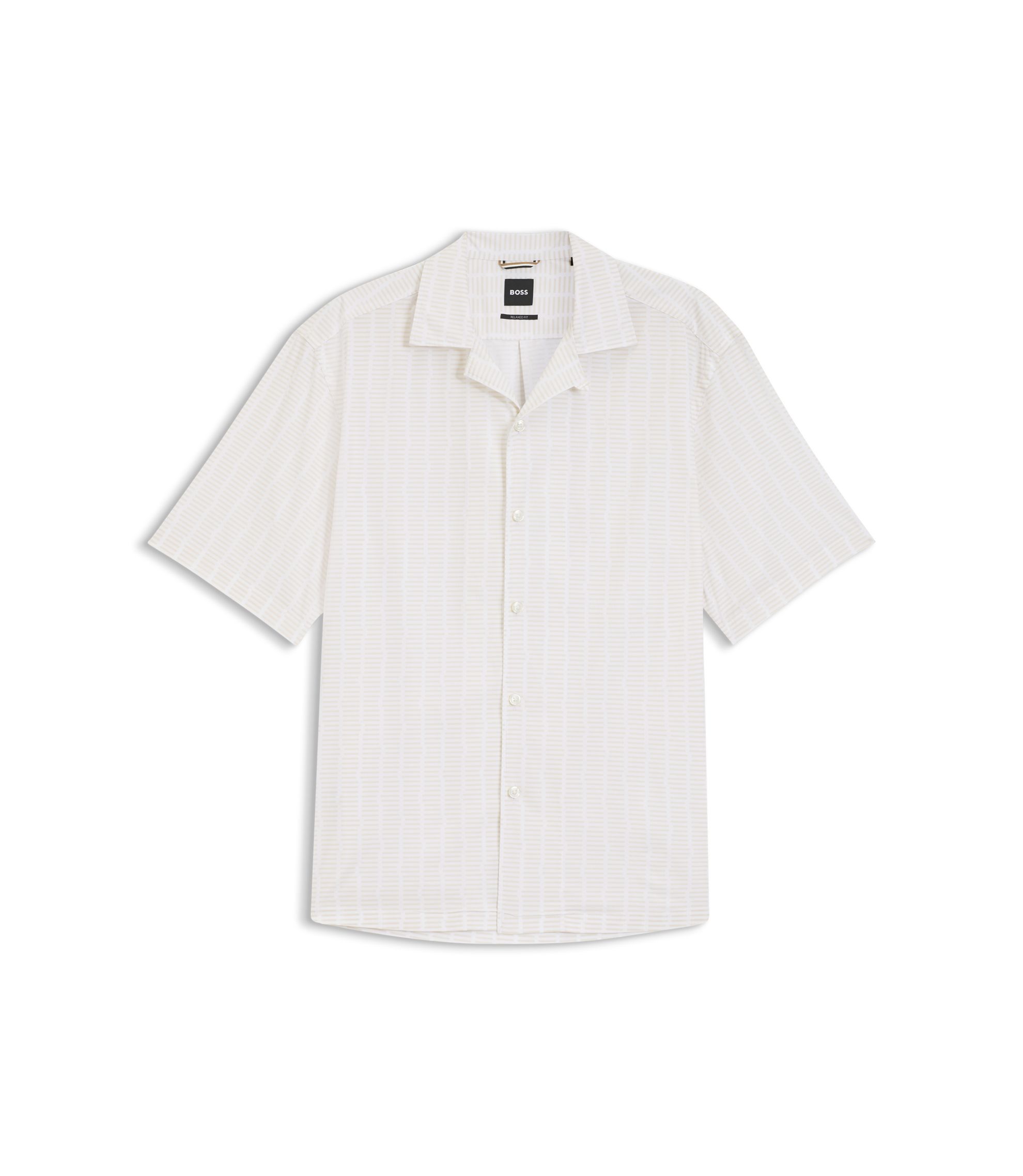 BOSS - Relaxed-fit camp-collar shirt in stretch cotton poplin - White
