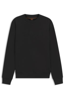 Sudadera relaxed fit de felpa de algod&oacute;n con logo bordado, Negro