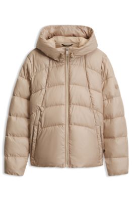 Veste matelass&eacute;e d&eacute;perlante avec taille r&eacute;glable, Beige clair