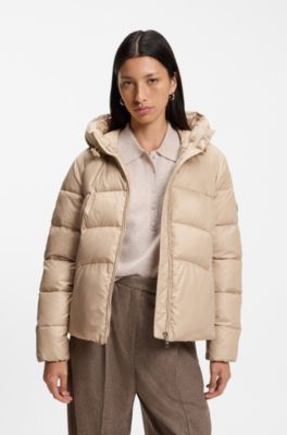 Veste matelass&eacute;e d&eacute;perlante avec taille r&eacute;glable, Beige clair