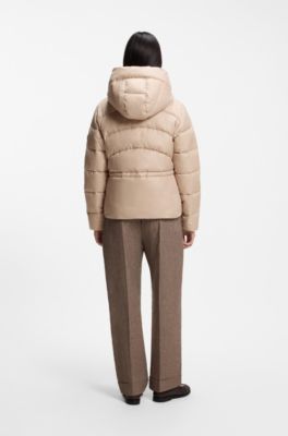 Veste matelass&eacute;e d&eacute;perlante avec taille r&eacute;glable, Beige clair