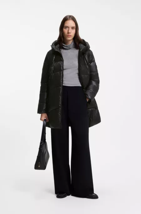 Knee-length hooded jacket with removable belt