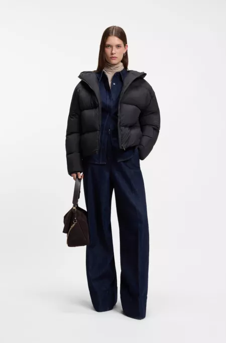 Short down-filled jacket with batwing sleeves