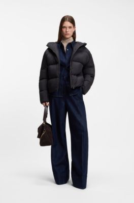 Short down-filled jacket with batwing sleeves, Light Blue