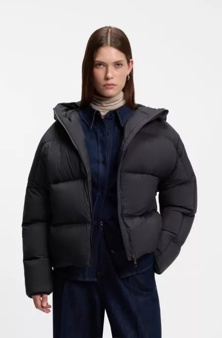 Short down-filled jacket with batwing sleeves