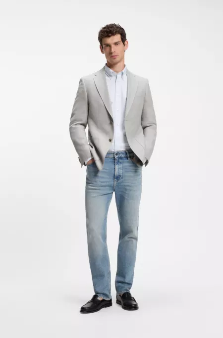 Slim-fit blazer in a patterned virgin wool blend