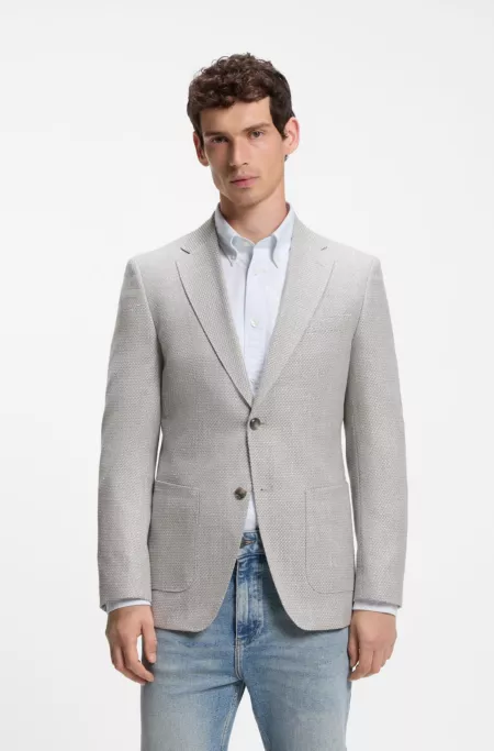 Slim-fit blazer in a patterned virgin wool blend