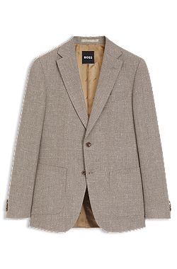 Slim-fit blazer in a patterned virgin wool blend