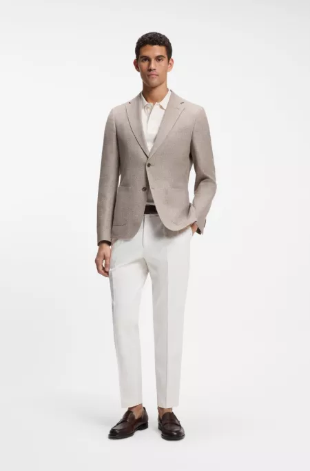 Slim-fit blazer in a patterned virgin wool blend