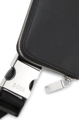 Metal-logo belt bag, Black