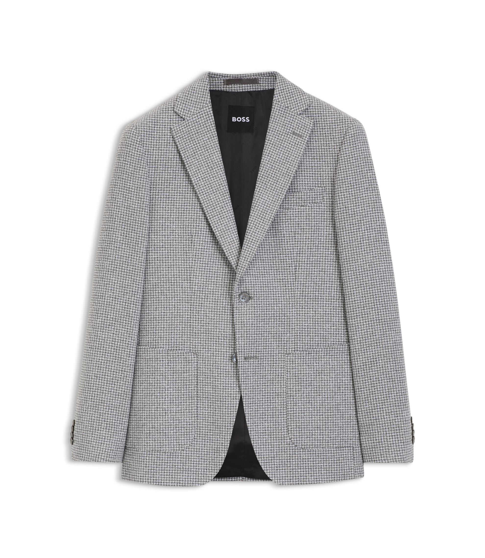 BOSS - Slim-fit jacket in micro-patterned fabric - Light Grey