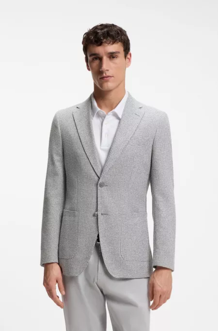 Slim-fit jacket in micro-patterned fabric