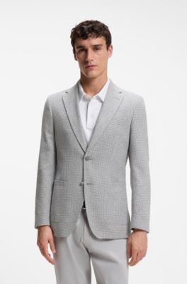 Chaqueta slim fit en tejido microestampado , Gris claro
