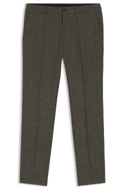 Pantalones slim fit de lana virgen y lino